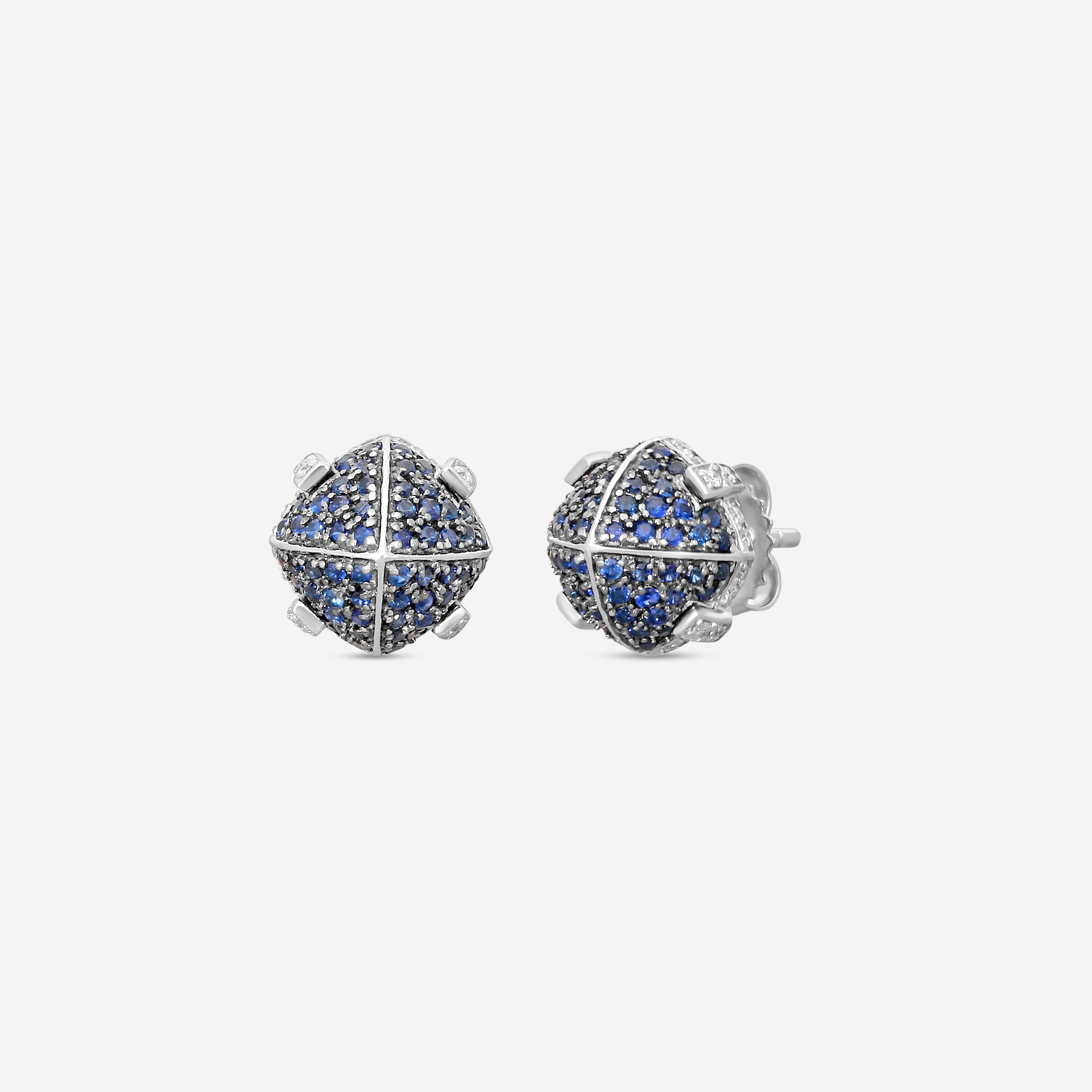 Goshwara 18K White Gold Diamond and Sapphire Stud Earrings JE0231-SA-W