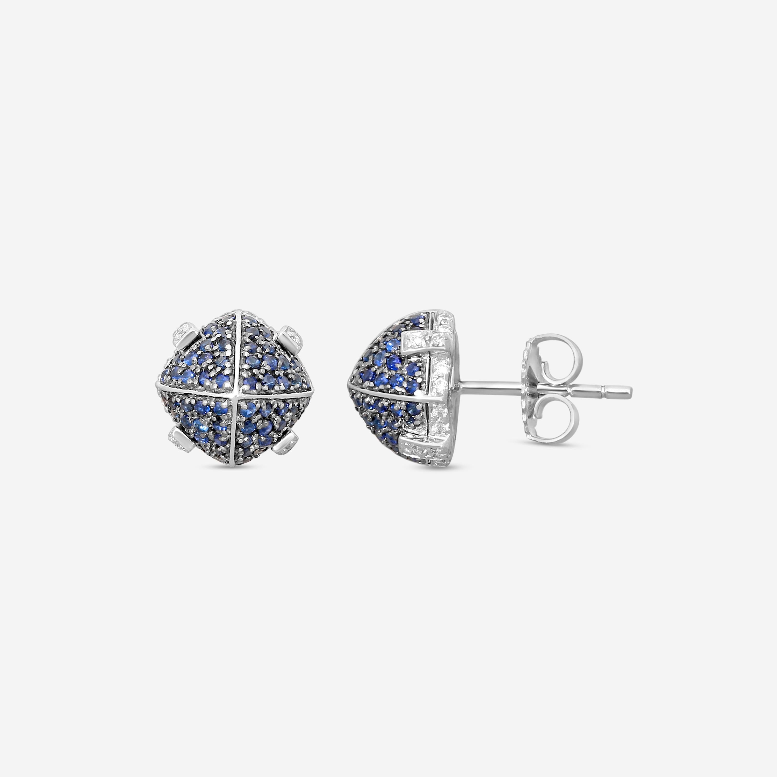 Goshwara 18K White Gold Diamond and Sapphire Stud Earrings JE0231-SA-W