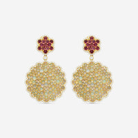 Goshwara G-One 18K Yellow Gold Opal, Rubellite & Diamond Earrings JE0355-OP-RB