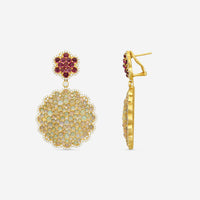 Goshwara G-One 18K Yellow Gold Opal, Rubellite & Diamond Earrings JE0355-OP-RB