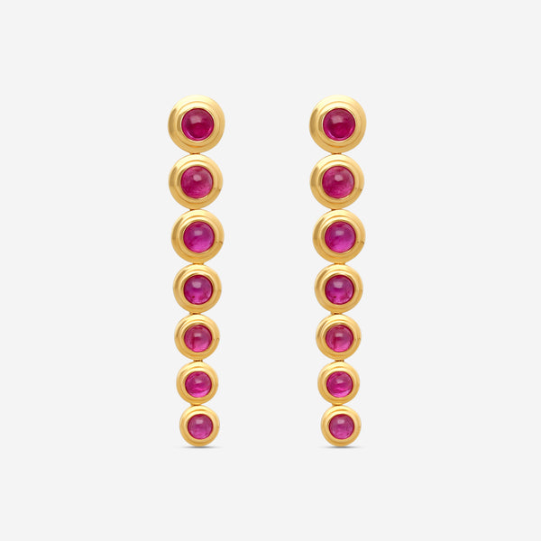 Goshwara G-One 18K Yellow Gold Ruby Cabochon Chandelier Earrings JE0358-RU - THE SOLIST