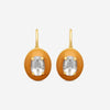Goshwara 18K Yellow Gold Oval Rock Crystal Enamel Drop Earrings JE0490-RC-ENBR-Y