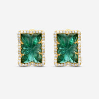 Goshwara G-One 18K Yellow Gold Carved Emerald & Diamond Earrings JE0518-EM-Y - THE SOLIST