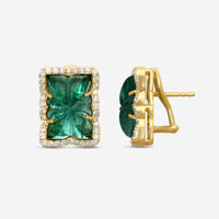 Goshwara G-One 18K Yellow Gold Carved Emerald & Diamond Earrings JE0518-EM-Y - THE SOLIST
