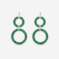 Goshwara G-One 18K White Gold Emerald Cabochon & Diamond Two-Row Earrings JE0519-EMW - THE SOLIST