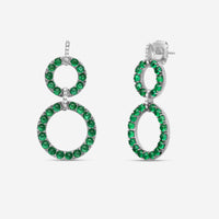 Goshwara G-One 18K White Gold Emerald Cabochon & Diamond Two-Row Earrings JE0519-EMW - THE SOLIST