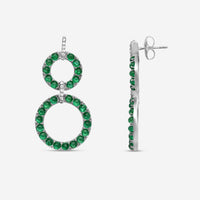 Goshwara G-One 18K White Gold Emerald Cabochon & Diamond Two-Row Earrings JE0519-EMW - THE SOLIST
