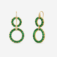 Goshwara G-One 18K Yellow Gold Emerald Cabochon & Diamond Two-Row Earrings JE0519-EMY - THE SOLIST