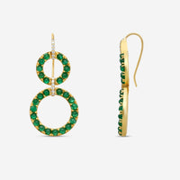 Goshwara G-One 18K Yellow Gold Emerald Cabochon & Diamond Two-Row Earrings JE0519-EMY - THE SOLIST