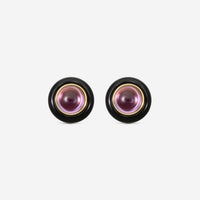 Goshwara 18K Yellow Gold Amethyst & Onyx Cabochon Studs JE0540-AM-OX-Y