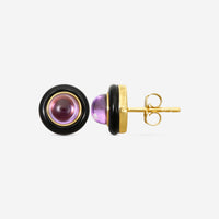 Goshwara 18K Yellow Gold Amethyst & Onyx Cabochon Studs JE0540-AM-OX-Y