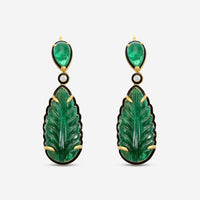 Goshwara G-One 18K Yellow Gold Emerald & Diamond Drop Earrings JE0614-EMENBLKY