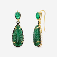 Goshwara G-One 18K Yellow Gold Emerald & Diamond Drop Earrings JE0614-EMENBLKY