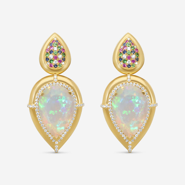 Goshwara G-One 18K Yellow Gold Opal Multi-Gemstone Earrings JE0615-OPY