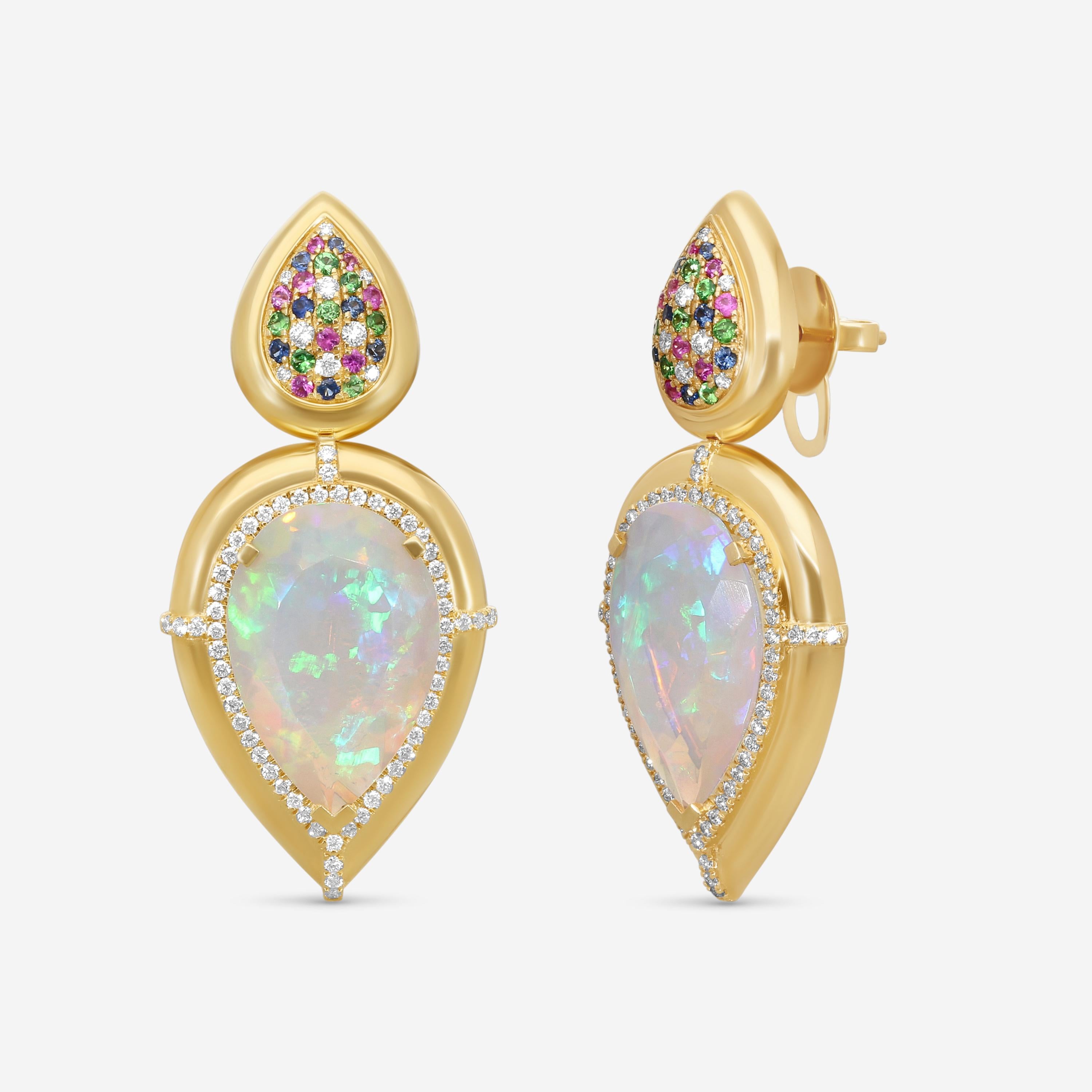 Goshwara G-One 18K Yellow Gold Opal Multi-Gemstone Earrings JE0615-OPY