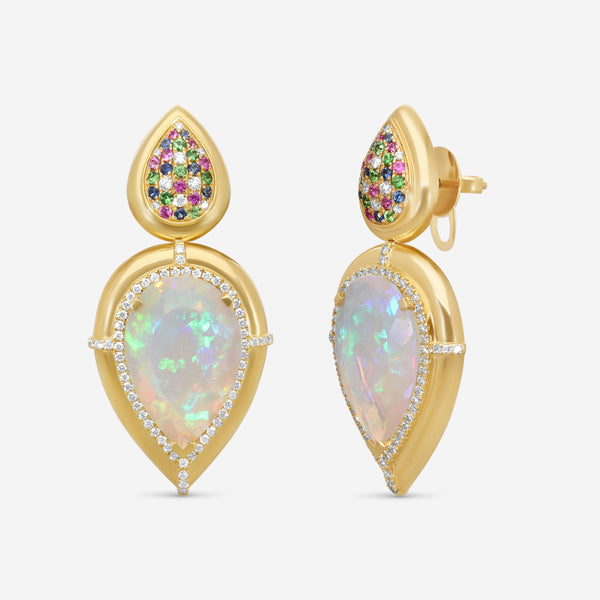 Goshwara G-One 18K Yellow Gold Opal Multi-Gemstone Earrings JE0615-OPY