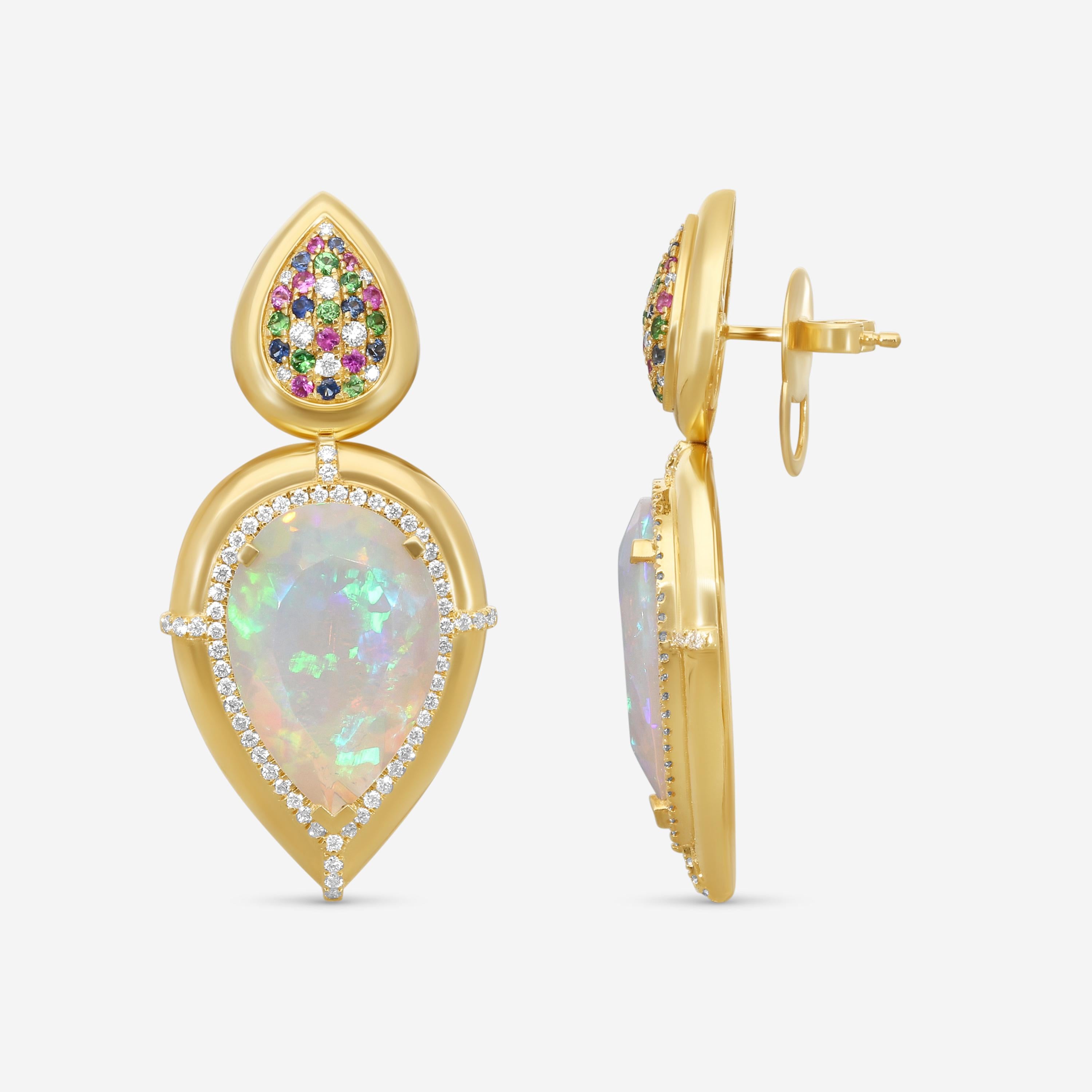 Goshwara G-One 18K Yellow Gold Opal Multi-Gemstone Earrings JE0615-OPY