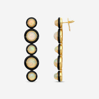 Goshwara G-One 18K Yellow Gold Opal & Onyx Drop Earrings JE0628-OPOXY