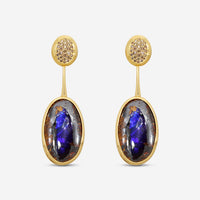 Goshwara G-One 18K Yellow Gold Opal & Brown Diamond Drop Earrings JE0825-BROPY