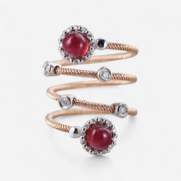 Tavanti 18K Rose & White Gold Diamond & Pink Tourmaline Ring Sz. 7.5 JF-20-0062F-114