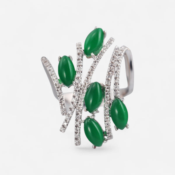 TAVANTI - 18KT White Gold, Brill, Green Adventurine+Rock  Crystal Ring ( Diamonds 0.49ctw G Si, Aventurine, Crystal)-JF-20-0095F - 132

Ring size 7.5, top 30mm x 23mm. - THE SOLIST
