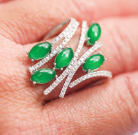 TAVANTI - 18KT White Gold, Brill, Green Adventurine+Rock  Crystal Ring ( Diamonds 0.49ctw G Si, Aventurine, Crystal)-JF-20-0095F - 132

Ring size 7.5, top 30mm x 23mm. - THE SOLIST