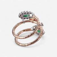 Tavanti 18K Rose & White Gold Diamond, Green Aventurine & Rock Crystal Ring Sz. 7.5 JF-20-0190F-32