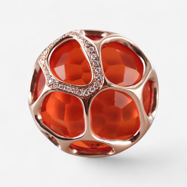 Tavanti 18K Rose Gold Diamond & Red Crystal Statement Ring Sz. 7 JF-20-0196F-28