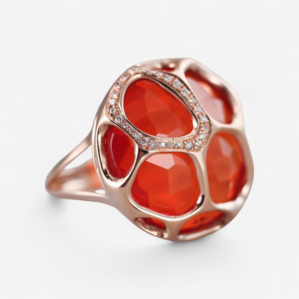 Tavanti 18K Rose Gold Diamond & Red Crystal Statement Ring Sz. 7 JF-20-0196F-28