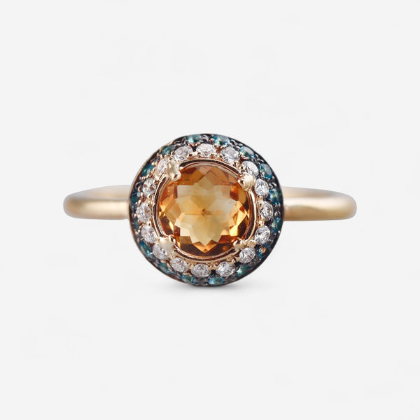 Tavanti 18K Yellow Gold Diamond, Citrine & Paraiba Topaz Ring Sz. 7.25 JF-2895FX-CI-Y-115