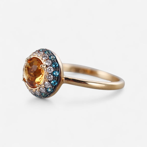 Tavanti 18K Yellow Gold Diamond, Citrine & Paraiba Topaz Ring Sz. 7.25 JF-2895FX-CI-Y-115