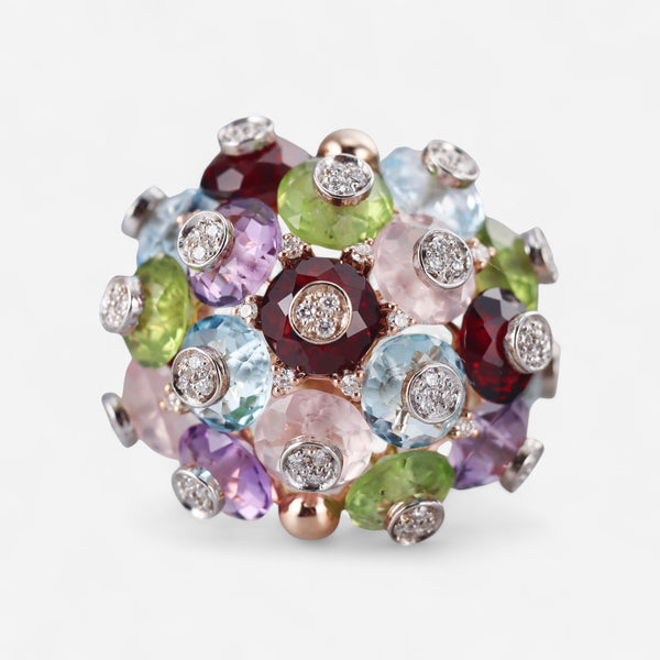Tavanti 18K Rose & White Gold Multistone Ring Sz. 7 JF-2979F-107