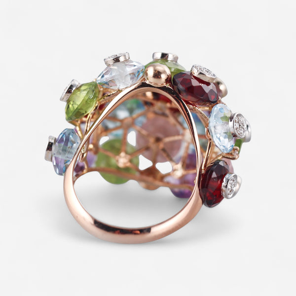 Tavanti 18K Rose & White Gold Multistone Ring Sz. 7 JF-2979F-107