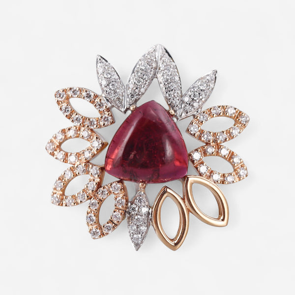 Tavanti 18K Rose & White Gold Diamond & Pink Tourmaline Ring Sz. 6.5 JF-2982Y-112
