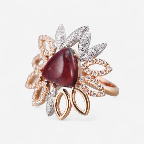 Tavanti 18K Rose & White Gold Diamond & Pink Tourmaline Ring Sz. 6.5 JF-2982Y-112