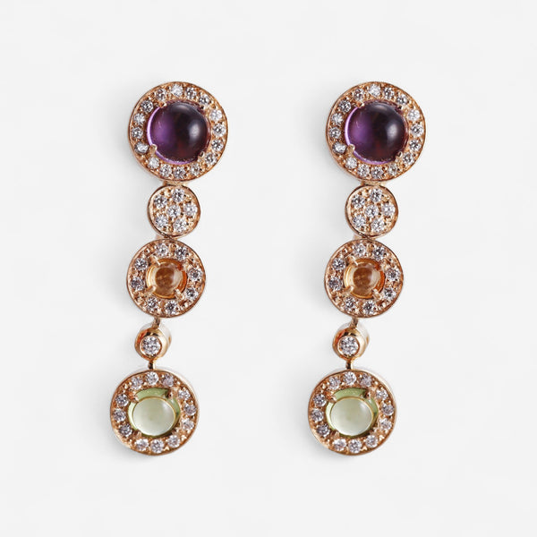 TAVANTI - 18KT Yellow Gold, Brill, Amethyst, Citrin,Peridot Earring ( Diamonds 0.48ctw G Si, Amethyst, Citrine, Peridot)-JF-75-0868F - 120

Earrings are 32mm long. - THE SOLIST
