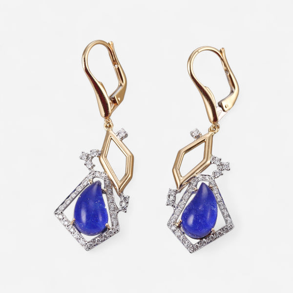Tavanti 18K White & Yellow Gold Diamond, Lapis Lazuli & Rock Crystal Drop Earrings JF-75-0900F-30