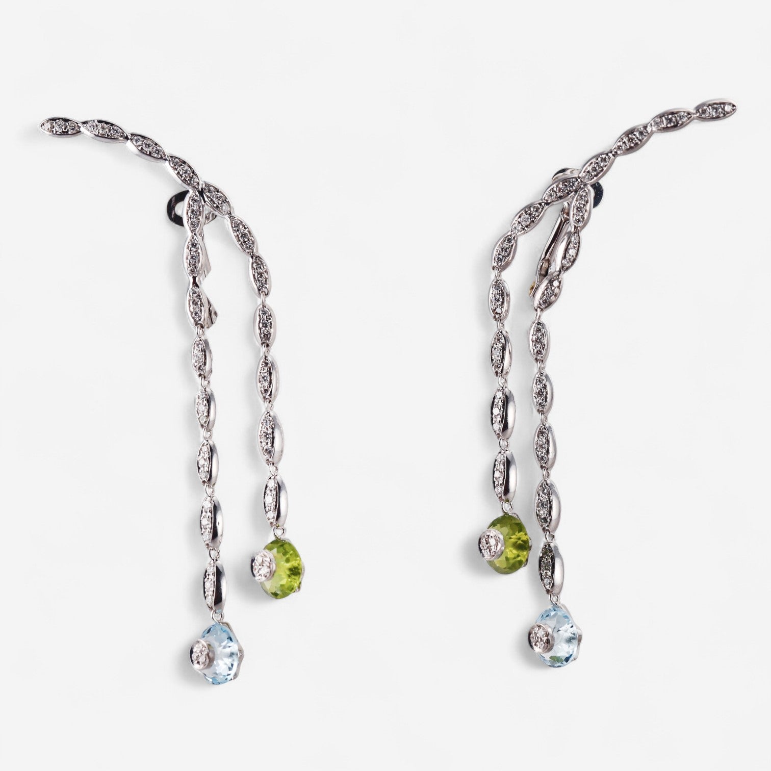 Tavanti 18K White Gold Diamond, Blue Topaz & Peridot Earrings JF-75-1025F-101
