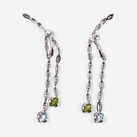 Tavanti 18K White Gold Diamond, Blue Topaz & Peridot Earrings JF-75-1025F-101