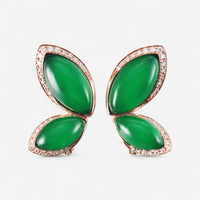 Tavanti Les Papillons 18K Yellow Gold Diamond, Green Aventurine & Rock Crystal Earrings JF-75-1110F-2
