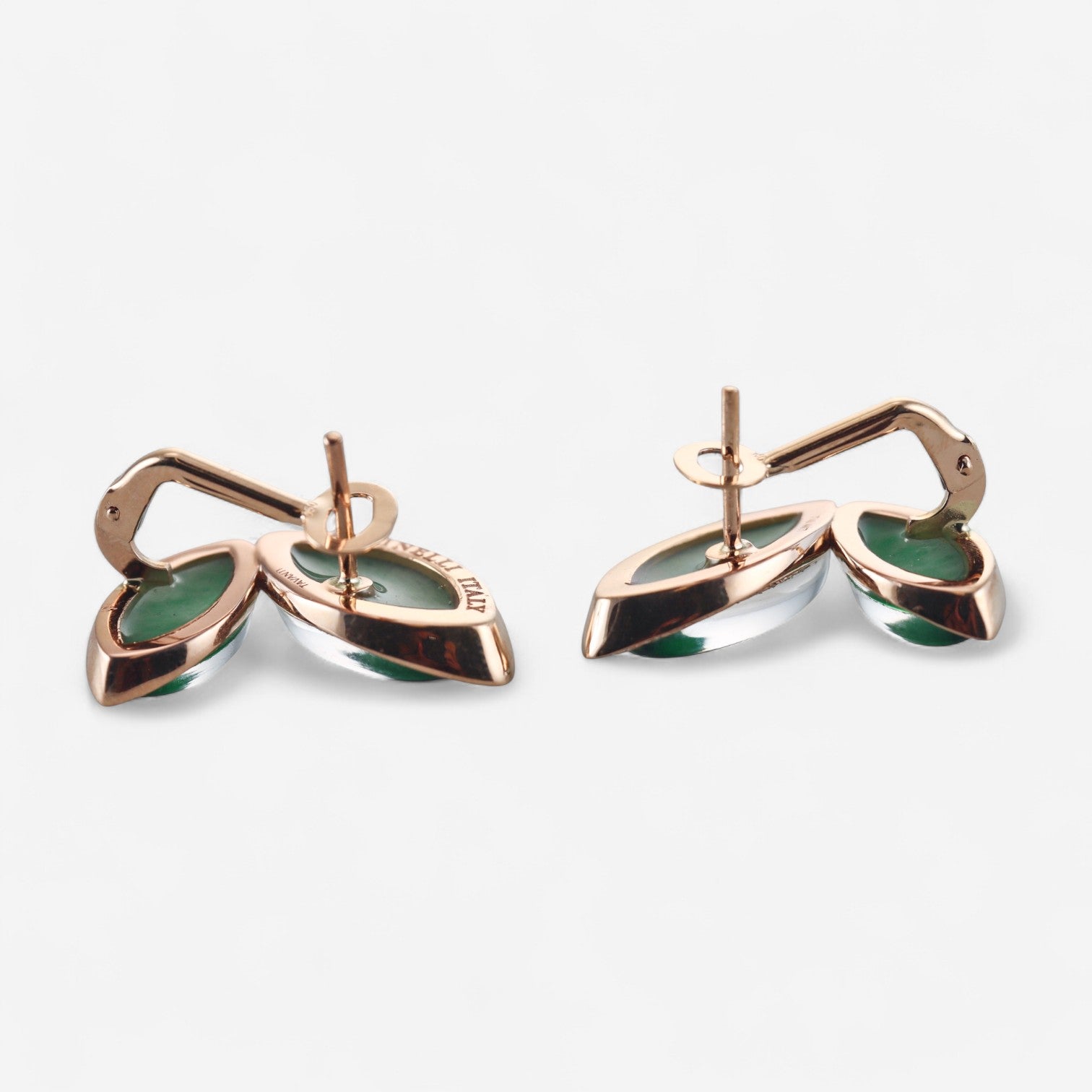 Tavanti Les Papillons 18K Yellow Gold Diamond, Green Aventurine & Rock Crystal Earrings JF-75-1110F-2