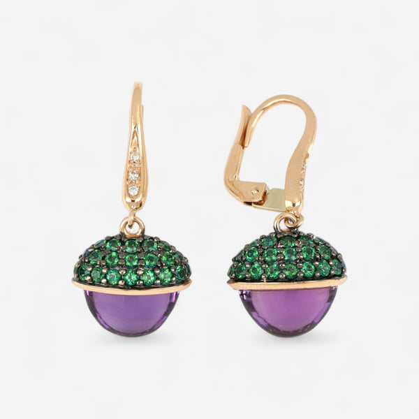 TAVANTI - 18KT Rose Gold, Brill, Amethyst, Green Topaz Earring ( Diamonds 0.04ctw G SI, Amethyst, Green Topaz)-JF-75-1114F - 87

Earrings are 32mm long. - THE SOLIST