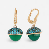 TAVANTI - 18KT Rose Gold, Brill, Green Onix, Paraiba Earring ( Diamonds 0.04ctw G Si, Paraiba Topaz, Green Onyx)-JF-75-1114F - 91

Earrings are 32mm long. - THE SOLIST