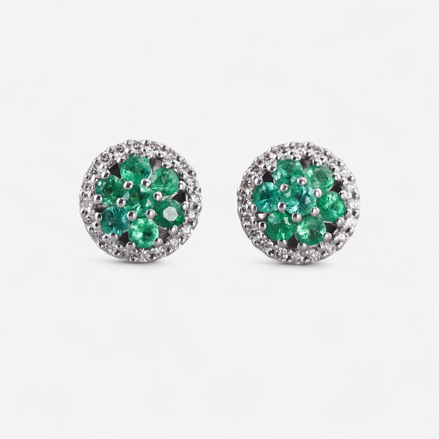 Tavanti 18K White Gold Emerald & Diamond Earrings JF-75-1139F-147