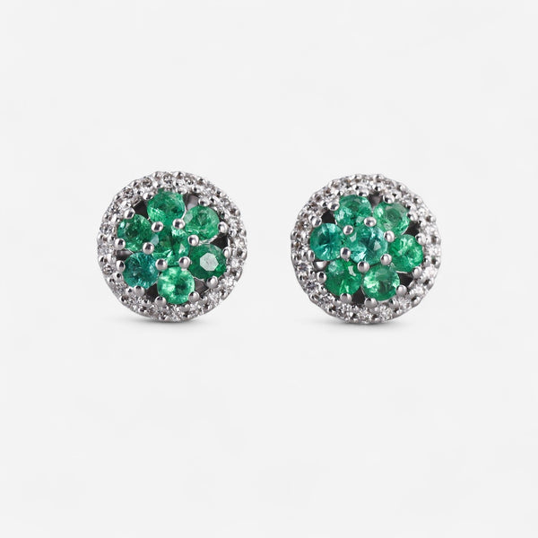 Tavanti 18K White Gold Emerald & Diamond Earrings JF-75-1139F-147