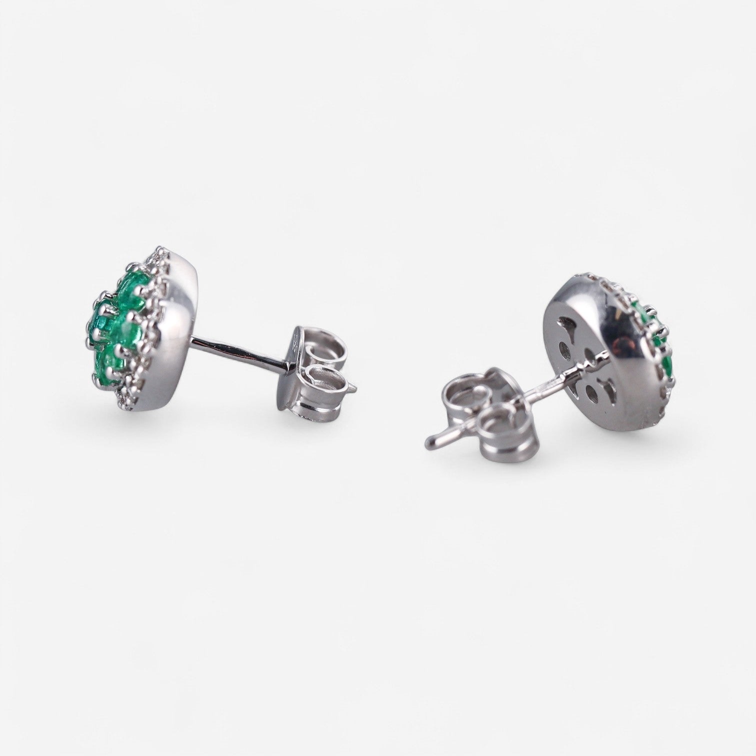 Tavanti 18K White Gold Emerald & Diamond Earrings JF-75-1139F-147