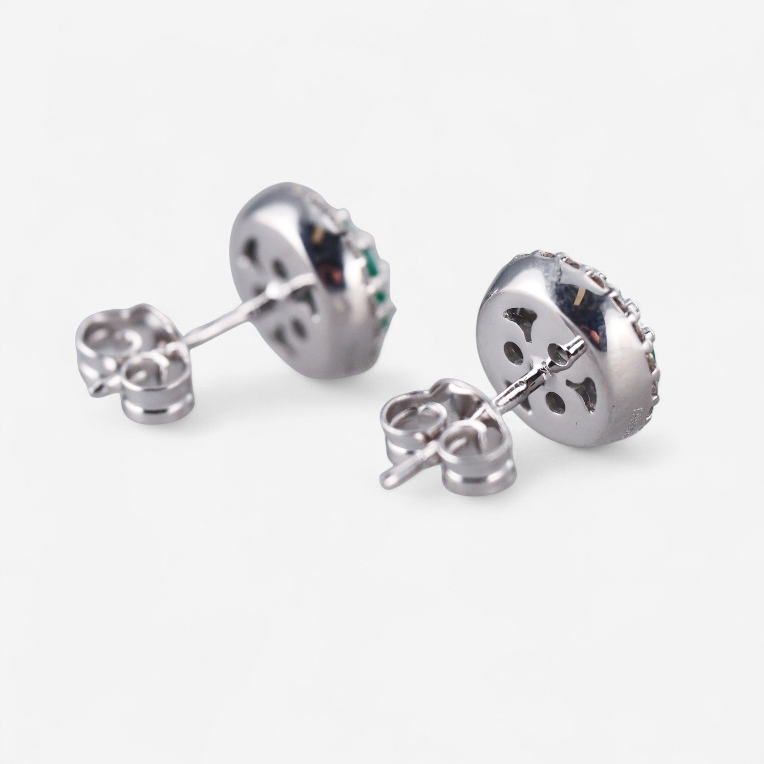 Tavanti 18K White Gold Emerald & Diamond Earrings JF-75-1139F-147