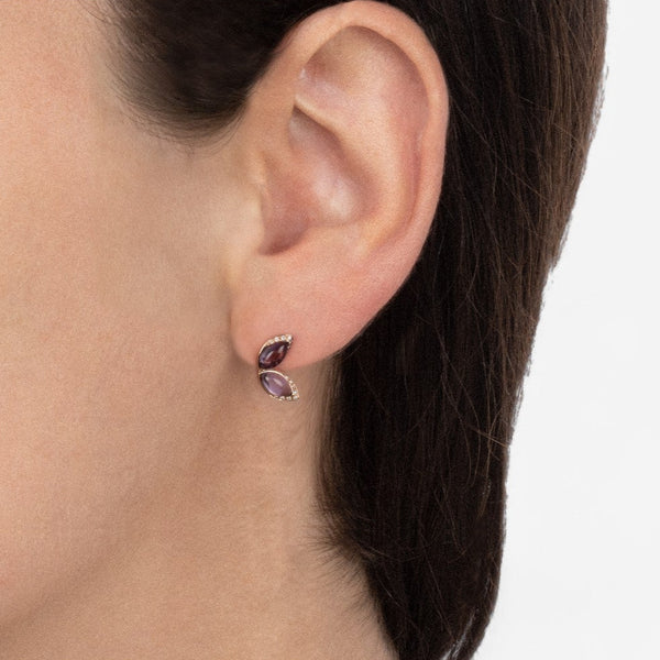 TAVANTI - 18KT Rose Gold, Brill, Amethist Earring ( Diamonds 0.12ctw G Si, Amethyst)-JF-75-1144F - 5

Earrings are 15mm x 6mm. - THE SOLIST