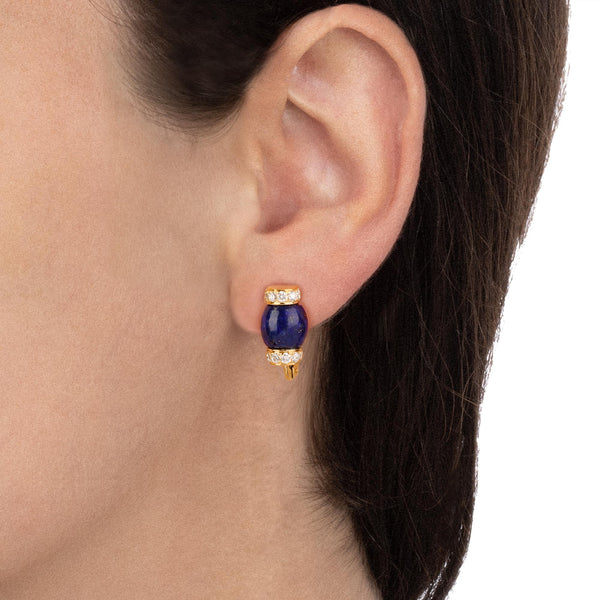 TAVANTI - 18KT Yellow Gold, Brill, Lapis Lazuli Earring ( Diamonds 0.60ctw G Si, Lapis Lazuli)-JF-75-1195 LA Y - 40

Earrings are 18mm x 8mm. - THE SOLIST