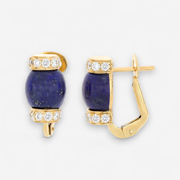 TAVANTI - 18KT Yellow Gold, Brill, Lapis Lazuli Earring ( Diamonds 0.60ctw G Si, Lapis Lazuli)-JF-75-1195 LA Y - 40

Earrings are 18mm x 8mm. - THE SOLIST